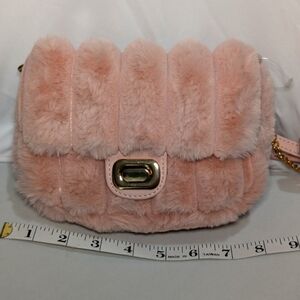 Faux fur pink crossbody purse